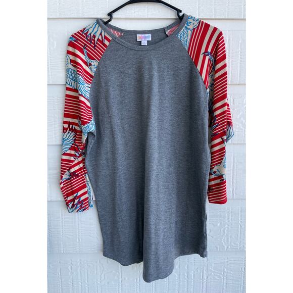 Lularoe Americana Randy  raglan tee Large - Picture 1 of 6